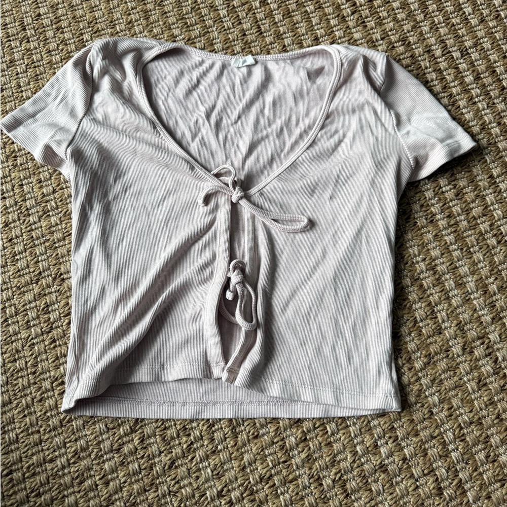 Aritzia Soft Pink Tie-Front Blouse